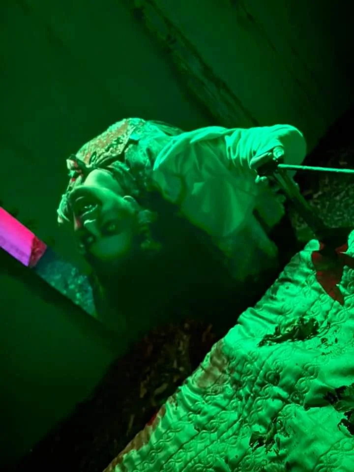 Nightmare's Gate haunted trail scene at night